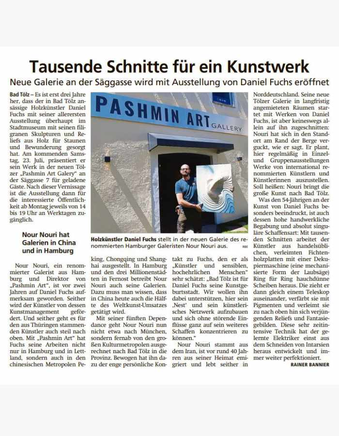 Merkur - Tölzer Kurier - Bad Tölz is looking forward to the new art meeting place of Pashmin Art